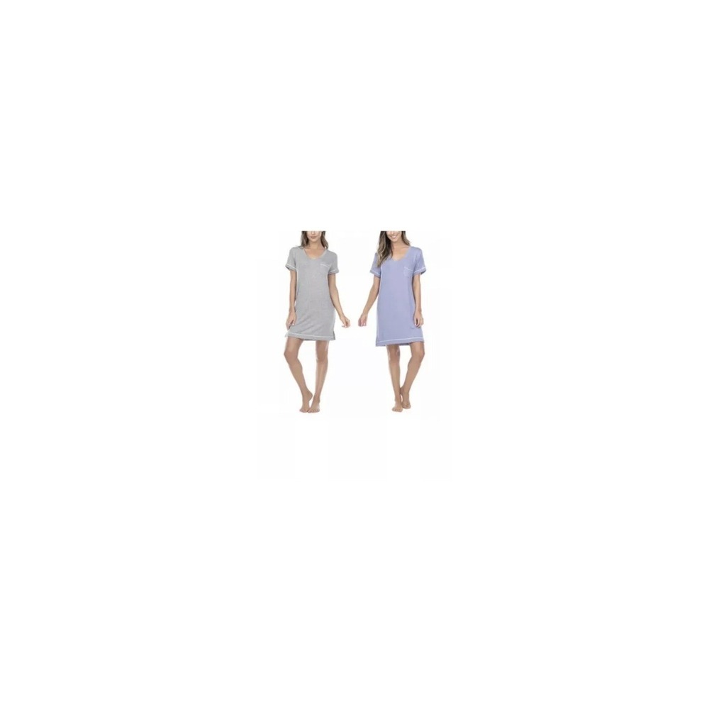 Honeydew Women's 2-Pack Short Sleeve Soft Sleep Shirt Purple/Gray SZ L